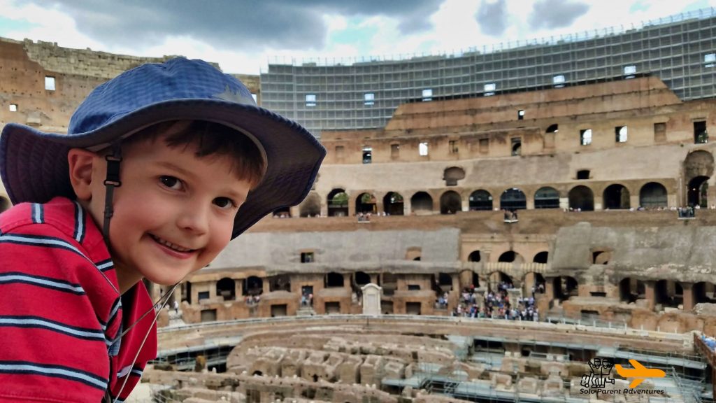 My kid inside the Colosseum